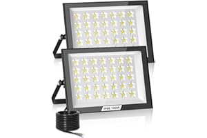 LITGLOBE Projecteur LED Exterieur 100W 2 Pièces,10000LM Super Lumineux Spot LED Extérieur,6500K Blanc Froid Spot Extérieur Puissant,IP66 Étanche Eclairage Exterieur pour Jardin, Terrasse, Garage, Terrasse