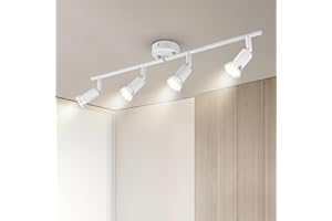 DOUGHELEC Dougelec Plafonnier Spot Plafond 4 Spots LED Orientable GU10 Éclairage de Plafond Plafonnier Luminaire Spot Applique Muraux Moderne Intérieur pour Cuisine Salon Chambre 230V, Blanc Sans Ampoule