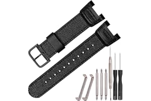 XBHSW Nylonowy skórzany pasek do zegarka, 24 mm, kompatybilny z zegarkiem sportowym Casio SGW-100 SGW100 Twin Sensor GW-3000, męski pasek zastępczy