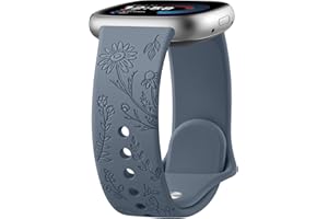 Vancle für Fitbit Versa 4 Armband/Fitbit Versa 3 Armband/Fitbit Sense 2 Armband/Fitbit Sense für Damen Herren, Silikon Armbänder Floral Gravierte Uhrenarmband, Wasserdichtes Sport Ersatzarmband