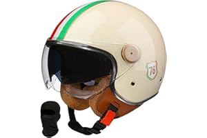 Beyswage 3/4 Rollerhelm Retro Motorrad Helm Jethelm Mit Doppelbrille Komfortfutter Chopper Helm Mit ECE Zulassung Motorradhelm Halbschale Für Erwachsener Herren Damen Vintage Motorradhelm