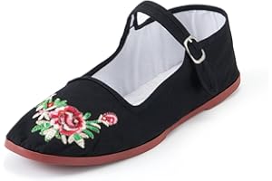 amtax Donna Classic China Flats, Casual Cina Bambola Scarpe, Cotone Mary Janes, Cinese Tai Chi Scarpe
