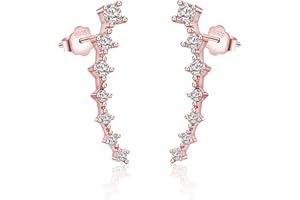 Dankadi Boucles D’oreilles avec 7 Étoiles en 925 Argent Sterling, Clous D'oreilles Étoiles aux Oreilles Grimpantes en AAA Zircone Cubique Brillant Cristal Fines Cadeau de Bijou pour Femme Fille
