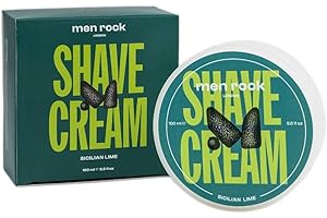 Men Rock Sicilian Lime Shave Cream for a Classy Wet Shaving Experience, Deeply Hydrates and Nourishes Skin, Zesty Sicilian Lime and Spicy Black Pepper Fragrance 100ml