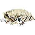 Philos Wooden Game Compendium - 30cm - 8 in 1 Board Game - Chess, Backgammon, Draughts, Nine Mens Morris, Ludo, Dominoes, Playing cards and Mikado - Games for kids and adults