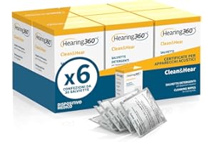 SDU SPECIALISTIDELLUDITO Hearing 360 180 Salviette Detergenti Igienizzanti Salviettine per Apparecchi Acustici e Amplificatori Acustici 13x13cm confezionate singolarmente