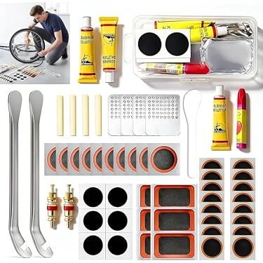 48-delige Fietsbandenreparatieset – Zelfklevende Patches, Universeel Voor Racefiets, MTB, BMX, Kinderwagen En Rolstoel