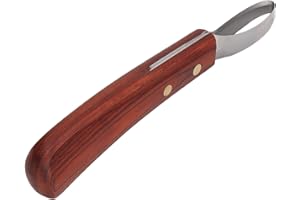 Luqeeg Farrier Tools Hoof Knife - Eyelet, Oval Horse Hoof Knife with Wooden Handle, Stainless Steel Cattle Hoof Cutter, 19.5 cm/7.68 Inches