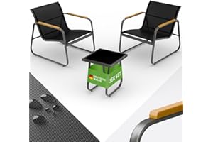 Blumtal Gartenmöbel Set 3er - Balkonmöbel Set für 2 Personen - 2 x Sessel + 1 x Tisch - Stahl Garten Möbel - Balkon Lounge Gartenmöbel - Gartenlounge - wetterbeständige Terrassenmöbel Anthrazit