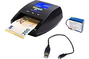 beeplo b330 | Detector de Billetes Falsos EUR | 100% Fiabilidad | Verificación Precisa Automática de 5 Divisas: EUR, GBP, CHF, NORK, SEK | Con Batería y Cable