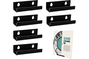 NQEUEPN 6 szt. 10cm Uchwyt na Plyte Winylowa, Akrylowy Stojak na plyte ze Srubami i Kolkami Wkrecanymi Pólka na Plyty Winylowe Uchwyt Scienny Pólka na Plyty do Wyswietlania Plyt CD/LP (Czarny)