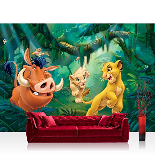 Vlies Fototapete 416x254cm PREMIUM PLUS Wand Foto Tapete Wand Bild Vliestapete - Disney Tapete König der Löwen Kindertapete Pumba Timon Nala Sarafina grün - no. 2275