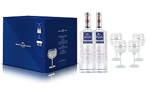 Martin Miller's Ginebra - Pack para Regalo: 2 Botellas de 70 cl + 4 Copas Exclusivas | Para Gin Tonic y Cócteles Sofisticados
