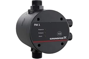 Manager pressione modello PM 1 22 per controllo automatico dell'avvio/arresto della pompa, 1200 W, pressione di collegamento 2,2 bar, 16,5 x 14,3 x 17,1 centimetri (Referenza: Grundfos 96848701)