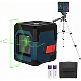 Laser Level with Tripod, RockSeed Green Cross Laser Level Horizontal and Vertical Points 360 Degree Rotating Self-Leveling La