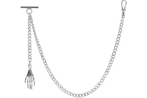 ZTA Albert Chaîne de montre de poche pour homme avec chaîne de gilet et fermoir pivotant avec griffe fantôme Pendentif FOB