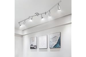 wowatt Faretti Orientabili Da Soffitto - Lampadario Industriale GU10 Nichel Opaco Moderna 6 Luci Faretti Da Parete Interno Cucina Camera Letto Salotto Soggiorno Corridoio Lampadina Non Inclusa