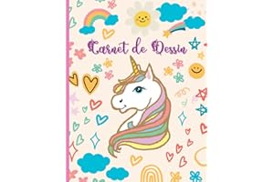 Carnet de Dessin: Cahier de dessin 100 pages de feuilles blanches encadrées | Grand cahier enfant pour apprendre à dessiner | belle couverture de licorne format A4