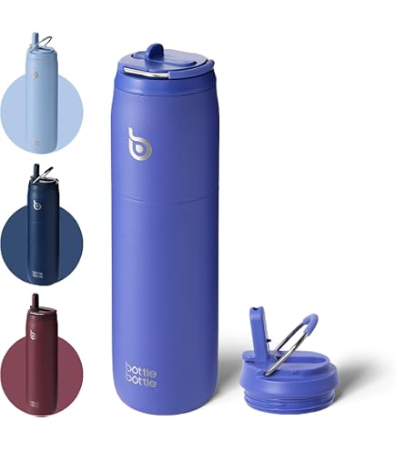 Gobelet Isotherme REPLANTEA 890 Ml - Acier Inoxydable Sans BPA - Paille Rabattable Anti-fuite - Garde Le Froid 12h, La Glace 48h - Compatible Lave-vaisselle - 4