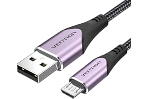 VENTION PS4 Controller Charging Cable Micro USB Cable 1 m Nylon Android Data Cable Purple for PS4 Slim, PS4 Pro, Samsung Galaxy Tablet, Huawei P Smart, Redmi, Nokia, Kindle Fire Tablet