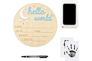 Wooden Baby Announcement Sign Hello World Baby Sign Newborn Welcome Decoration - KAMHBE