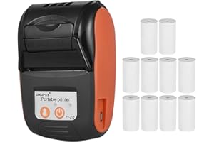 Festnight GOOJPRT PT-210 Stampante termica portatile Stampante per ricevute 58mm per dettaglianti Ristoranti Factories Logistics, 10 rotoli di carta