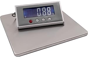 MCPOWER MC POWER digitale Paketwaage Warenpost Versandwaage | PW-200 | Plattformwaage Messbereich 200g-200kg, Wiegefläche aus Edelstahl (27x27cm) separates Display, für Netz- und Batteriebetrieb