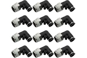 Bwintech 12 piezas 10 mm od x 3/8 "bsp roscado externamente 90 grados acoplamiento push - in, PL10-03 liberación rápida del conector de la línea de aire