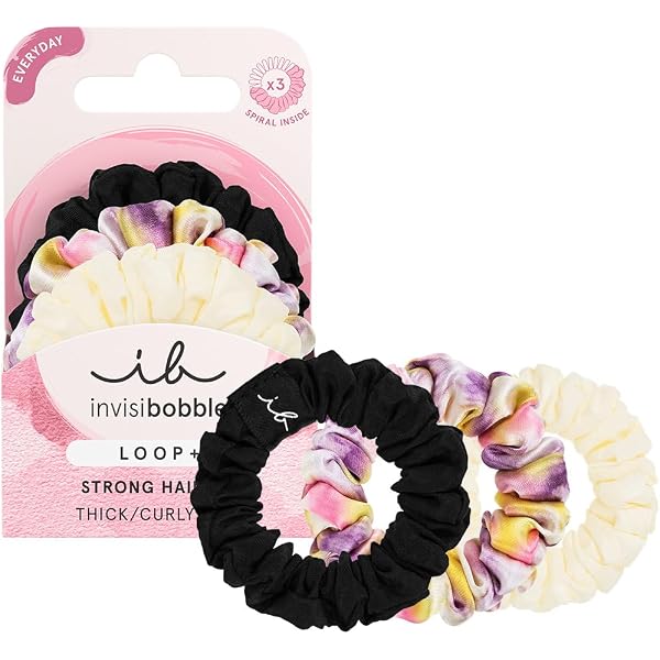Invisibobble Original Haargummi 'Matza Rosa' – 3er Pack, Spirale, Haarschonend (Glitzer/Durchsichtig)