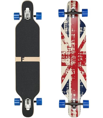 Longboard FunTomia Drop Through Cruiser – 3 Niveaux De Flexibilité, Roulements ABEC-9, Roues 70 Mm – Pour Débutants Et Confirmés