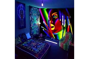 Ulticool – Arazzo da parete da uomo e donna, Glow in the Dark – luce nera sotto la luce UV reattiva, nero neon light – Blacklight psichedelico al buio – telo da parete luminoso – 200 x 150 cm