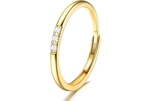 JeweBella Bague Femme en Argent 925 Élégant Bague Zirconium Minimaliste Bague Femme Réglable Argent/Or/Or Rose pour Mariage Anniversaire Alliance