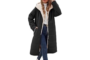 Tuopuda Manteau Femme Hiver Veste Polaire Chaud Parkas Blouson Zippée à Capuche Réversible Sherpa Casual Jacket Hooded Coat Sweat-Shirts Outercoat avec Poches