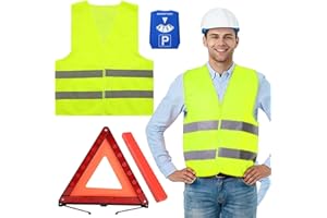 Hengrongshen Chaleco Reflectante, Triangulos Coche Homologados y Señal de Estacionamiento Temporal de Automóviles, Kit de Seguridad para el Tráfico de Automóviles