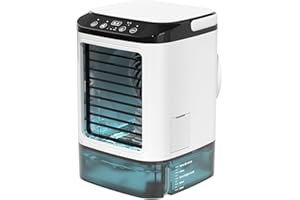 YUTNGYNG Air Cooler, Mini Portable Air Conditioner Fan,Noiseless Evaporative Air Humidifier,Air Con Unit,3 in1 Desk Air Cooler 3 Wind Speeds,Cooling Mist,7 LED Lights Desk Cooler for Home Travel Office