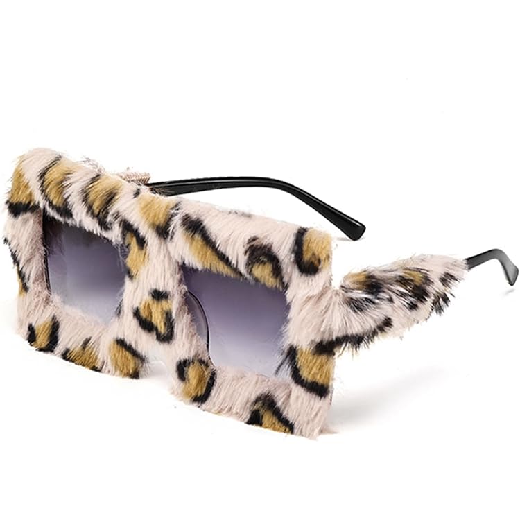 Lunettes De Soleil Asymétriques KASESSS - 3 Paires (noir, Blanc, Léopard) UV400 - Monture Drôle Rétro Pour Femme/homme