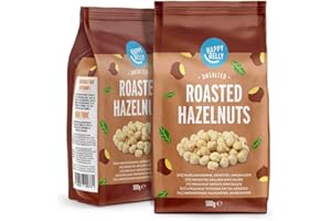 Amazon Brand - Happy Belly Unsalted Roasted Hazelnuts, 500g, Pack of 2