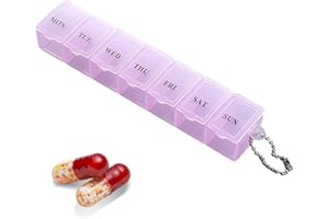 Shurzzesj Pilulier 7 jours – Pilulier quotidien transparent | Élégant organisateur de médicaments, organiseur de pilules anti-poussière pour poche, huiles de poisson, compléments médicamenteux