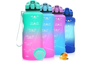 Niggeey Botella de Agua 2l, 1500ml, 1000ml, 700ml, 500ml Botella Agua Deporte, Botella Agua Motivacional, Botella Deportiva Tritan de Plástico Sin BPA & Prueba de Fugas, para Niños, Sport, Bicicleta