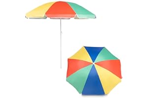 Yello Rainbow Parasol Umbrella, Sun Protection, Lightweight & Portable Beach, Pool, Garden Shade with Steel Frame & Carry Bag