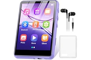 ZAQE 128GB MP3 Player with Bluetooth 5.4, 2.4 inch Full Touchscreen Portable Music Player HiFi Lossless Digital Audio Player with Speaker, FM Radio, E-Book, Earphones Included