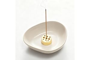 Urban Nest Portaincenso in Ceramica – Bruciatore di Incenso Smaltato per Bastoncini e Coni (Smalto Bianco Vintage, 8.2×7×2.5 cm)