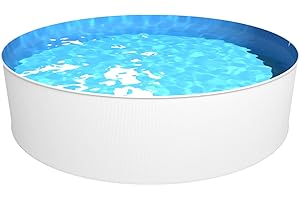 UNBEKANNT Steinbach Stahlwandpool New Splasher Secure – 011002 – Ø 350 x 90 m – Runder Pool in Weiß und blauer Innenfolie für bis zu 7.800 l Wasserinhalt – Mit Einhänge-Kartuschenfilteranlage und Leiter