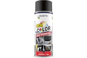 Bostik ALTAS TEMPERATURAS AT800 Antracita, Spray de Pintura, Acabado Metalizado, Hasta 800ºC, Seca en 5 Minutos, Gran Cubrición, Interior y Exterior, Bote 400 ml