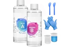 SHIIYYU 500ml Epoxy Resin Kit,Crystal Clear Resin and Hardener Resin Epoxy kits,High Gloss Bubble-Free Coating and Casting Resin kits for beginners,Fast Curing Art Resin for Mold Casting, Jewelry Making