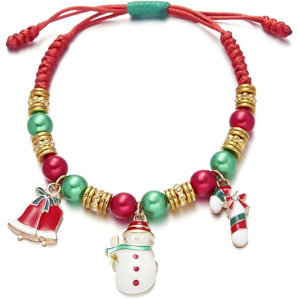 Set Bracciale Natalizio Babbo Natale Fiocco di Neve Fatto a Mano con