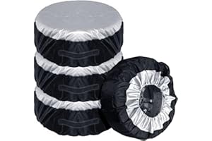 RUNQIN OUTDOOR 4 Pièces Housse de Pneu pour Pneus de 13-19 Pouces, étui Housse de Roue de Secours de Voiture Sac de Rangement Sac de Transport Pneu en Polyester pour Housses de Protection de Roue Voiture 4 Saisons