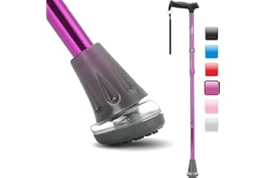 HealthBazaar Alle Gelände Gehstock, Faltbare Gehstöcke für Männer und Frauen, Leuchtende Luftpolster Gehstockspitzen, Zusammenklappbarer Gehstock mit Stoßdämpfenden