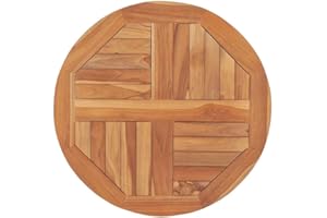 ‎VIDAXL vidaXL Teak Massiv Tischplatte Massivholzplatte Holzplatte Ersatztischplatte Holz Platte für Esstisch Esszimmertisch Rund 2,5cm 60cm
