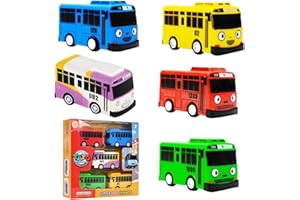 APPCRFM Bus Car Toys, Mini Bus Set, Car Toy With Gift Box, Vehicles Set for Toddlers, Educational-Toy for Kids Gift, Cartoon Trans Model Ornaments 5 PCS